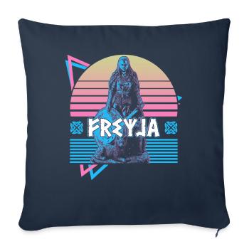 Freyja Freya Déesse nordique Asgard Mytus nordique - Housse de coussin décorative 45 x 45 cm - bleu marine - Devant
