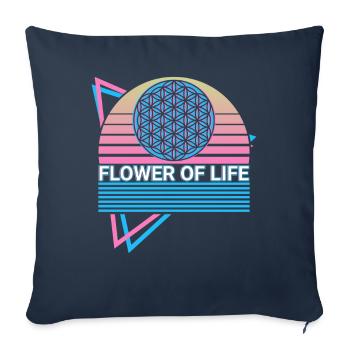 Fleur de Vie Symbole Géométrie Sacrée Heidentu - Housse de coussin décorative 45 x 45 cm - bleu marine - Devant