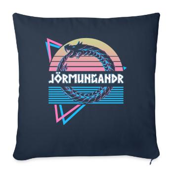 Jormungandr Ouroboros Midgard Serpent - Housse de coussin décorative 45 x 45 cm - bleu marine - Devant