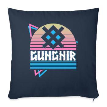 Gungnir Odin Lance du Dieu Symbole Nordique - Housse de coussin décorative 45 x 45 cm - bleu marine - Devant