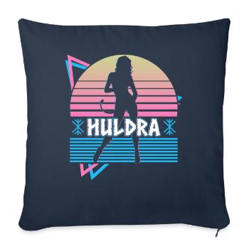Huldra Hulder Folklore scandinave Rétro - Housse de coussin décorative 45 x 45 cm - bleu marine - Devant
