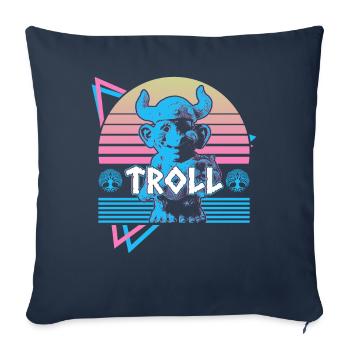 Troll Mythologie nordique Troll nordique Nordis - Housse de coussin décorative 45 x 45 cm - bleu marine - Devant