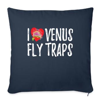 J’aime la plante piège à mouches de Vénus - Housse de coussin décorative 45 x 45 cm - bleu marine - Devant