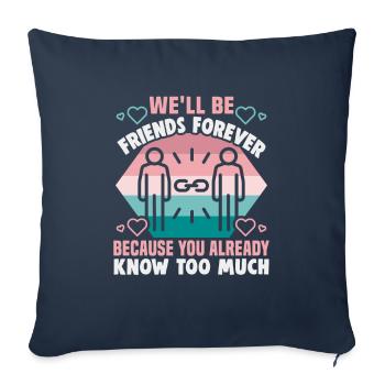 Cadeau d’amitié pour bon ami - Housse de coussin décorative 45 x 45 cm - bleu marine - Devant