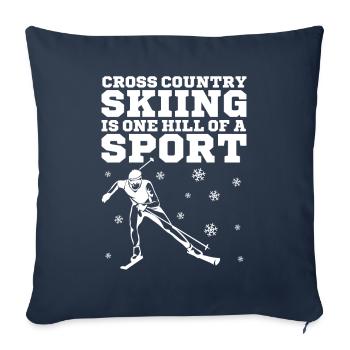 Skieurs de fond biathlon de fond - Housse de coussin décorative 45 x 45 cm - bleu marine - Devant