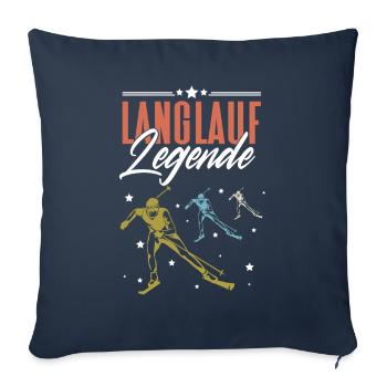 Skieurs de fond biathlon de fond - Housse de coussin décorative 45 x 45 cm - bleu marine - Devant