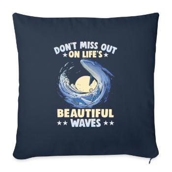 Vacances à la plage au bord de la mer Design motif de plage - Housse de coussin décorative 45 x 45 cm - bleu marine - Devant
