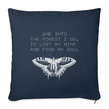 Dans la forêt je vais, design errant - Housse de coussin décorative 45 x 45 cm - bleu marine - Devant