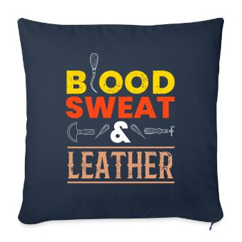 Sueur de sang et artisanat en cuir - Housse de coussin décorative 45 x 45 cm - bleu marine - Devant