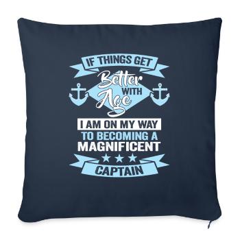 Boot Fahren mit Sgler oder Motorboot Skipper - Sofakissenbezug 45 x 45 cm - Navy - Vorne