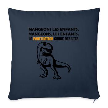 dinosaure. Mangeons, les enfants. !! - Housse de coussin décorative 45 x 45 cm - bleu marine - Devant