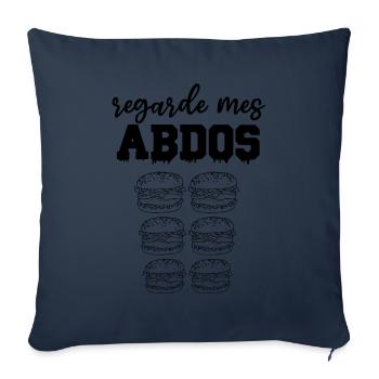 Regarde mes abdos burger cadeau bouffe - Housse de coussin décorative 45 x 45 cm - bleu marine - Devant
