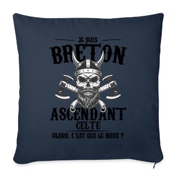 BRETON ascendant Breton la Bretagne !! - Housse de coussin décorative 45 x 45 cm - bleu marine - Devant