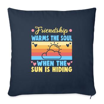 Cadeau d’amitié pour bon ami - Housse de coussin décorative 45 x 45 cm - bleu marine - Devant