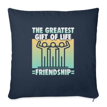 Cadeau d’amitié pour bon ami - Housse de coussin décorative 45 x 45 cm - bleu marine - Devant
