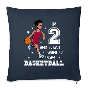 Un garçon joue au basket-ball - J’ai 2 ans - Housse de coussin décorative 45 x 45 cm - bleu marine - Devant