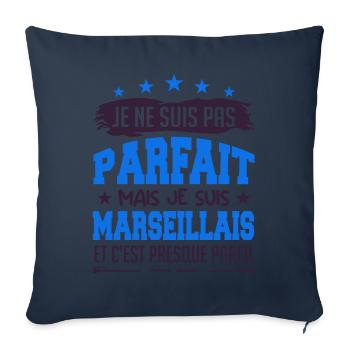 Je ne suis pas parfait mais je suis Marseillais - Housse de coussin décorative 45 x 45 cm - bleu marine - Devant