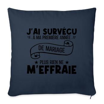 J'ai survécu à ma première année de mariage !! - Housse de coussin décorative 45 x 45 cm - bleu marine - Devant
