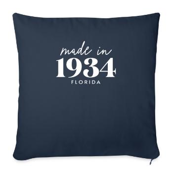 Fabriqué en 1934 en Floride. Fête d’anniversaire mignonne - Housse de coussin décorative 45 x 45 cm - bleu marine - Devant