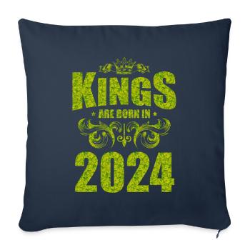 les rois naissent en 2024 - Housse de coussin décorative 45 x 45 cm - bleu marine - Devant