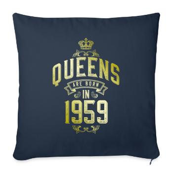 Reines nées en 1959 - Housse de coussin décorative 45 x 45 cm - bleu marine - Devant
