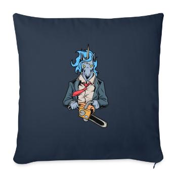 Monster Animals - Tronçonneuse Licorne - Housse de coussin décorative 45 x 45 cm - bleu marine - Devant