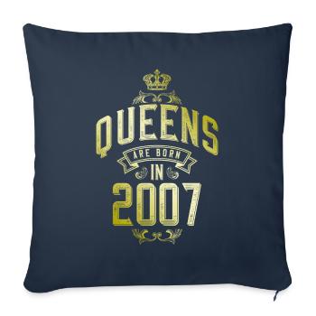 Reines nées en 2007 - Housse de coussin décorative 45 x 45 cm - bleu marine - Devant