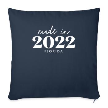 Fabriqué en 2022 en Floride. Fête d’anniversaire mignonne - Housse de coussin décorative 45 x 45 cm - bleu marine - Devant