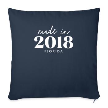 Fabriqué en 2018 en Floride. Fête d’anniversaire mignonne - Housse de coussin décorative 45 x 45 cm - bleu marine - Devant