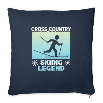 Skieurs de fond biathlon de fond - Housse de coussin décorative 45 x 45 cm - bleu marine - Devant