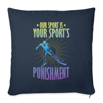 Skieurs de fond biathlon de fond - Housse de coussin décorative 45 x 45 cm - bleu marine - Devant