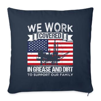 Production pétrolière Travailleurs du pétrole Cadeau du drapeau des États-Unis - Housse de coussin décorative 45 x 45 cm - bleu marine - Devant