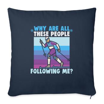 Cross-country biathlon cross-country skiers - Sofa pillowcase 17,3'' x 17,3'' (45 x 45 cm) - navy - Front