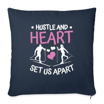 Skieurs de fond biathlon de fond - Housse de coussin décorative 45 x 45 cm - bleu marine - Devant