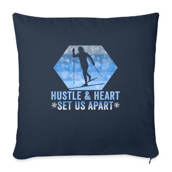 Skieurs de fond biathlon de fond - Housse de coussin décorative 45 x 45 cm - bleu marine - Devant