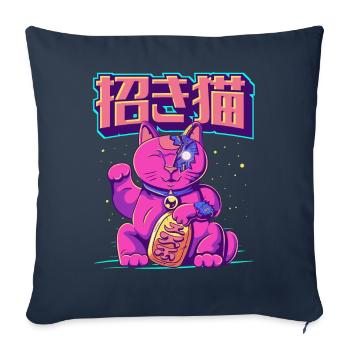 Cyborg Maneki Neko Cat Japanese Lucky Cat Cy - Sofa pillowcase 17,3'' x 17,3'' (45 x 45 cm) - navy - Front