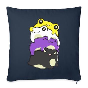 Gay Pride Kawaii Frog Bunch Rainbow - Sofa pillowcase 17,3'' x 17,3'' (45 x 45 cm) - navy - Front