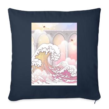 Angelcore Aesthetic Big Wave off Kanagawa Angel - Sofa pillowcase 17,3'' x 17,3'' (45 x 45 cm) - navy - Front