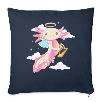 Angelcore Aesthetics Kawaii Axolotl Angel Halo - Sofa pillowcase 17,3'' x 17,3'' (45 x 45 cm) - navy - Front