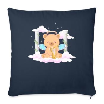 Angelcore Aesthetic Kawaii Bear Angel Halo - Sofa pillowcase 17,3'' x 17,3'' (45 x 45 cm) - navy - Front