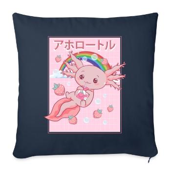 Kawaii Axolotl Strawberry Milk - Sofa pillowcase 17,3'' x 17,3'' (45 x 45 cm) - navy - Front