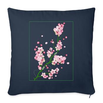 Biopunk Sakura Cherry Blossom Biopunk Esthétique - Housse de coussin décorative 45 x 45 cm - bleu marine - Devant