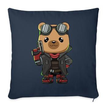 Biopunk Mignon Ours Kawaii Biopunk Esthétique - Housse de coussin décorative 45 x 45 cm - bleu marine - Devant