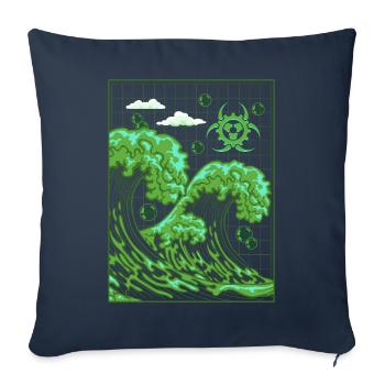 Biopunk Big Wave Before Kanagawa Biopunk Aesthetics - Sofa pillowcase 17,3'' x 17,3'' (45 x 45 cm) - navy - Front