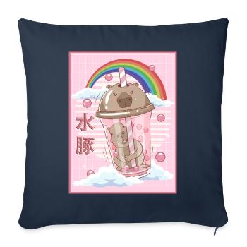 Funny Boba Tea Capybara Japanese Kawaii - Sofa pillowcase 17,3'' x 17,3'' (45 x 45 cm) - navy - Front