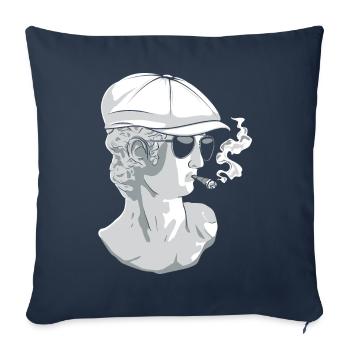 Beatnik David Statue Fumant Drôle Grec S - Housse de coussin décorative 45 x 45 cm - bleu marine - Devant
