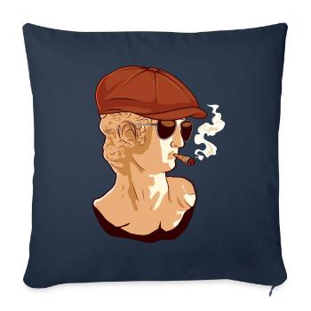 Beatnik David Statue Fumant Drôle Grec S - Housse de coussin décorative 45 x 45 cm - bleu marine - Devant