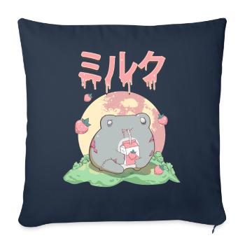 Zombiecore Aesthetic Kawaii Frog Strawberry Milk - Sofa pillowcase 17,3'' x 17,3'' (45 x 45 cm) - navy - Front