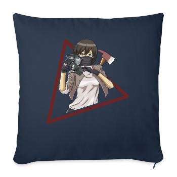Zombiecore Aesthetic Anime Girl Mask - Sofa pillowcase 17,3'' x 17,3'' (45 x 45 cm) - navy - Front