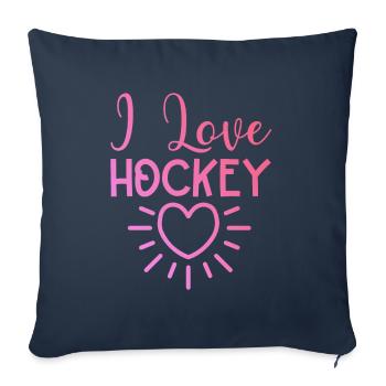 J’adore le hockey - Housse de coussin décorative 45 x 45 cm - bleu marine - Devant